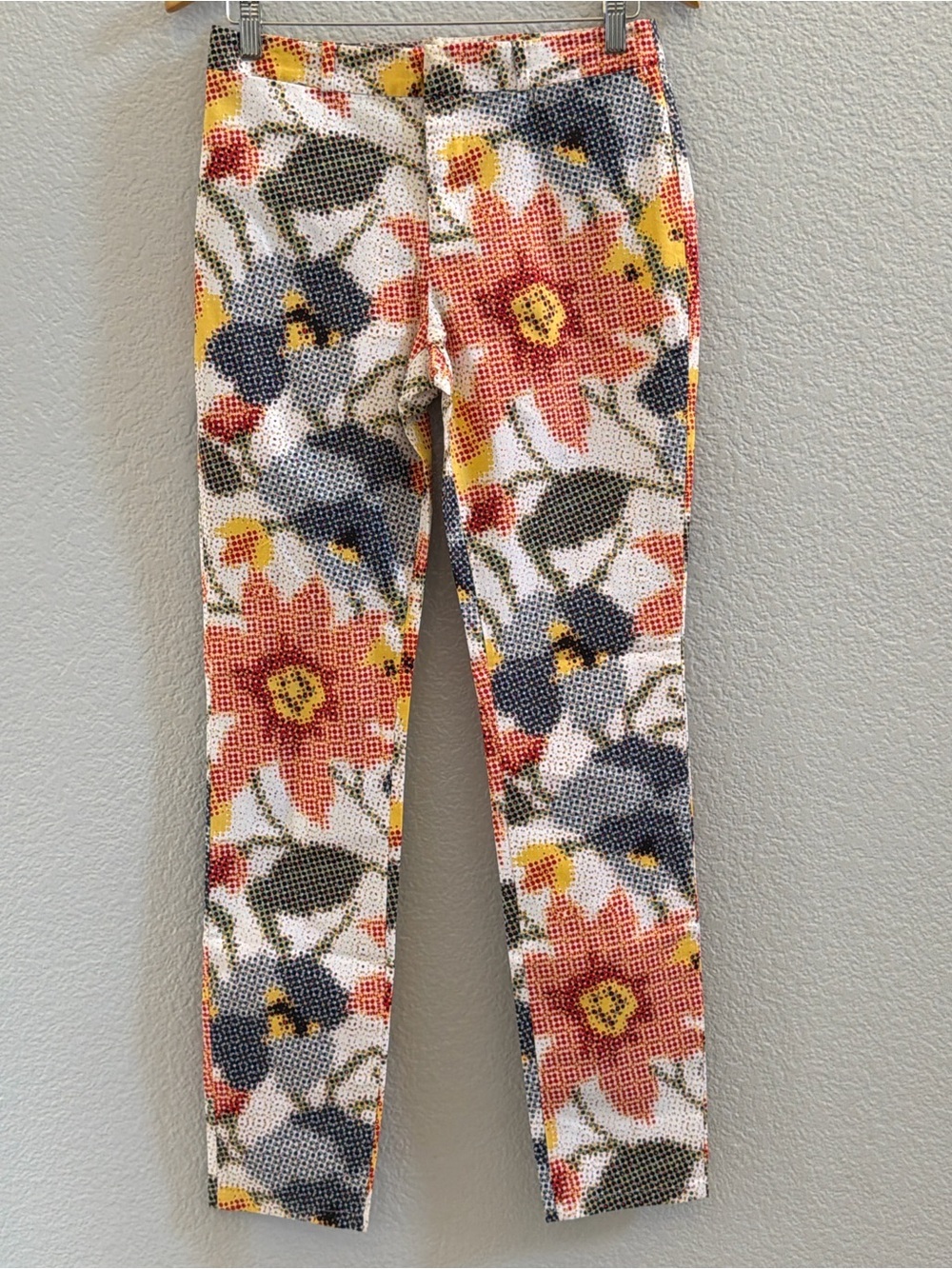 Kate Spade NWOT Saturday Floral Pixel Print Slim Stretch Twill Chinos Size 2 - Picture 2 of 9